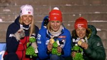Ingrid Landmark Tandrevold (2.), Anastasiya Kuzmina (1.) Laura Dahlmeier (3.)